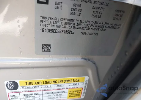 2011 Buick Lacrosse Cxs z USA, uszkodzony, nr VIN 1G4GE5ED9BF155215